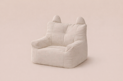 Pouf enfant blanc velour