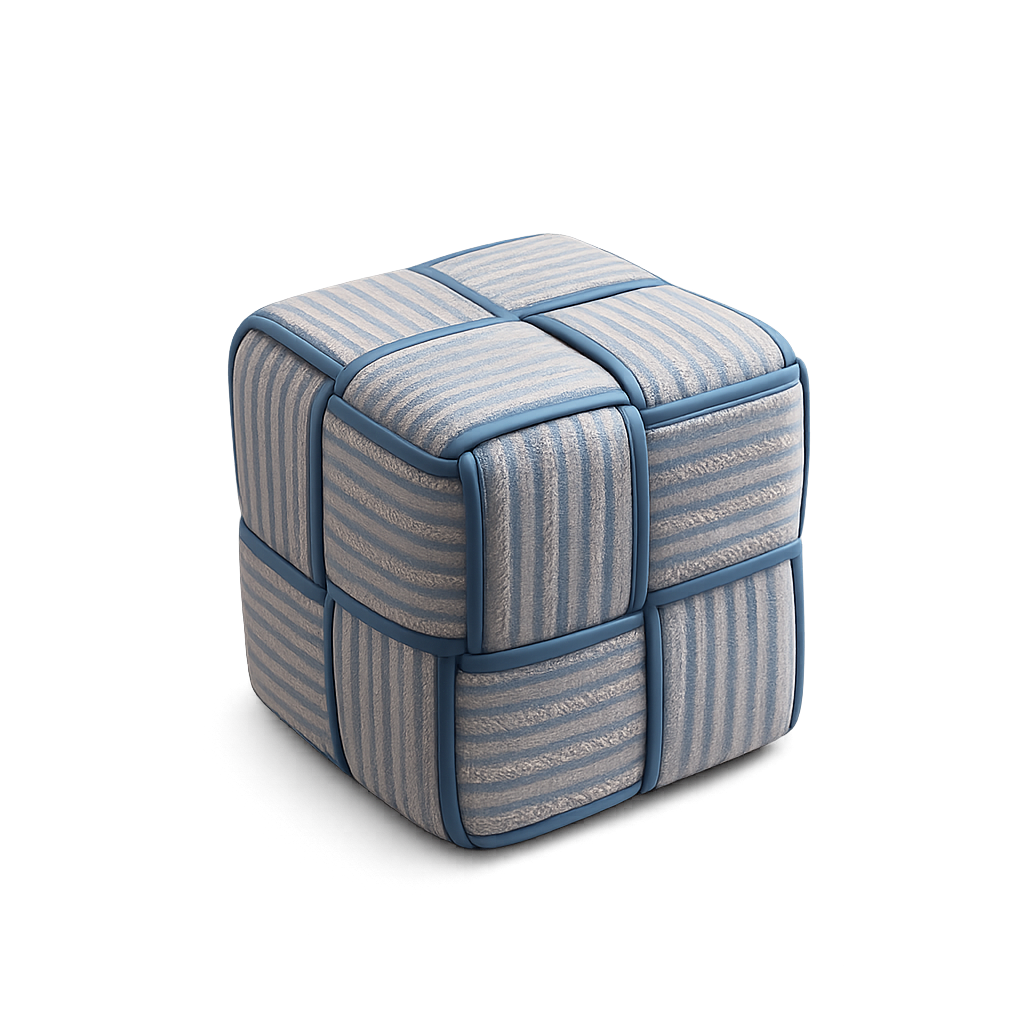 Pouf tabouret tisse repose pieds bleu ciel