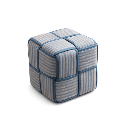Pouf tabouret tisse repose pieds bleu ciel