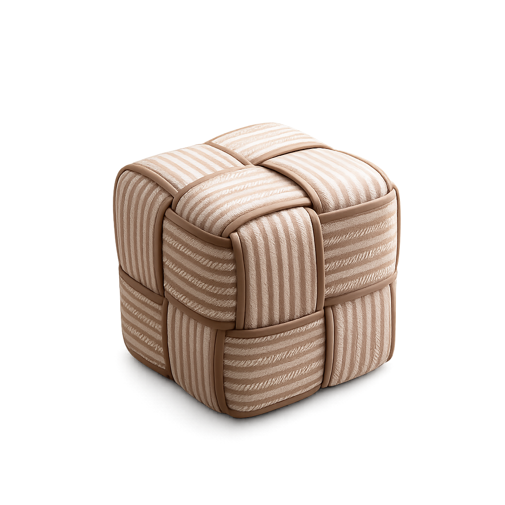 Pouf tabouret tisse repose pieds jaune creme