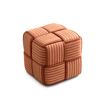 Pouf tabouret tisse repose pieds rouge erable