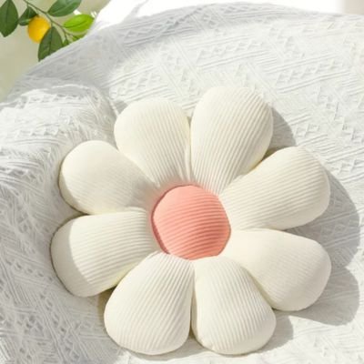 Coussin fleur blanc rose divan