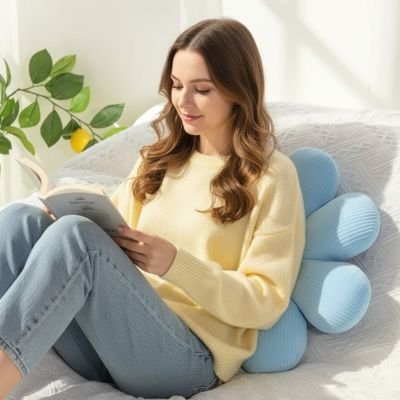 Coussin fleur bleu femme
