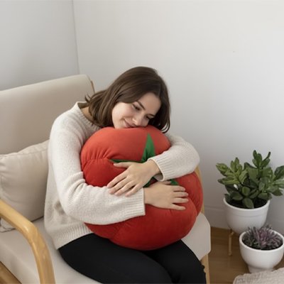 Coussin rond rouge embrasse