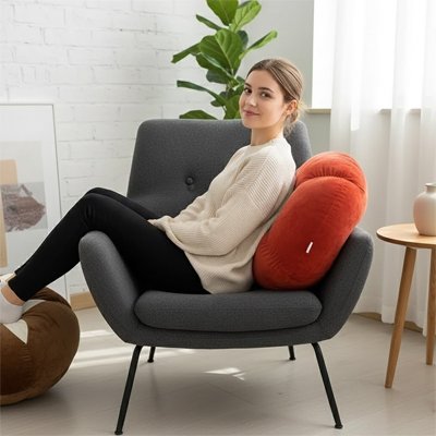Coussin rond rouge fauteuil