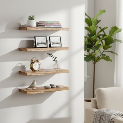 Etagere bois marron mur