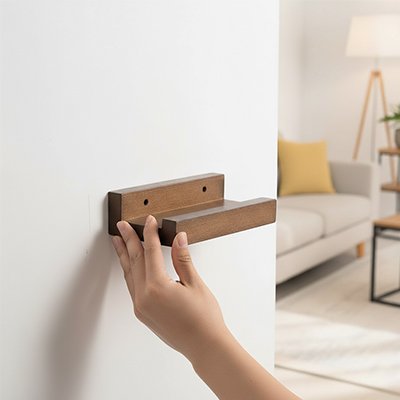 Etagere murale bois installation