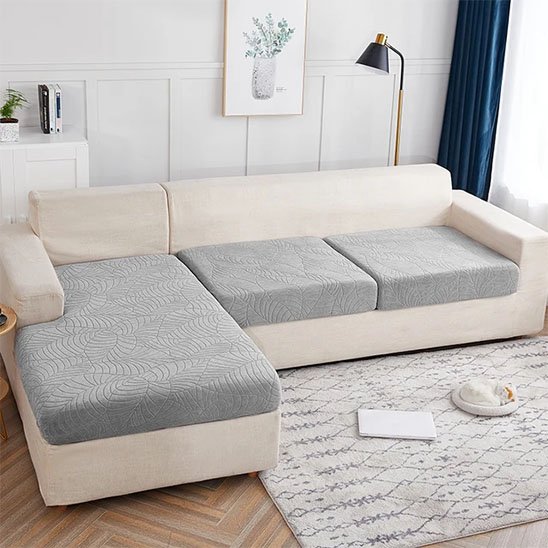 Housse canapé d'angle face gris