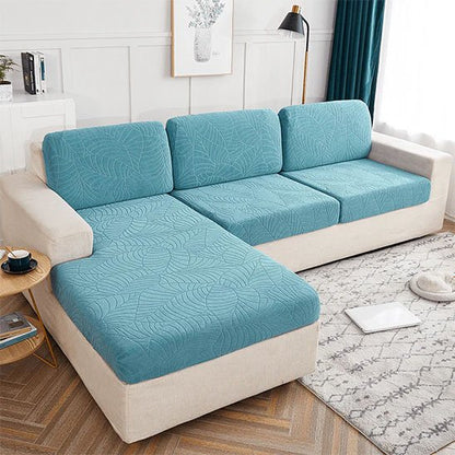 Housse canapé d'angle face turquoise