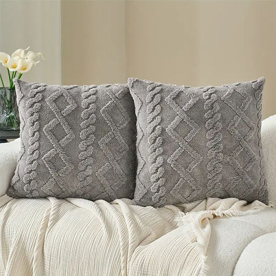 Housse coussin deux gris