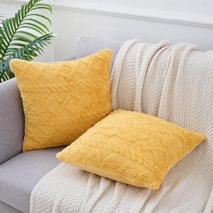 Housse coussin deux jaune