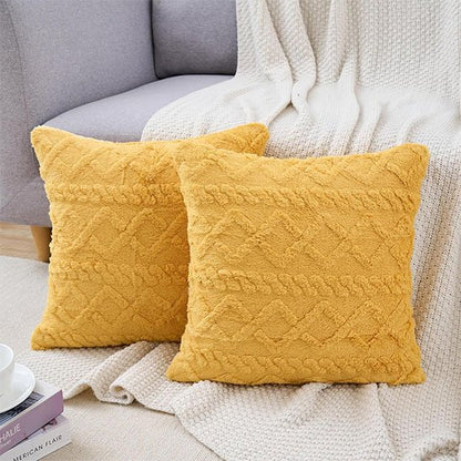 Housse coussin jaune