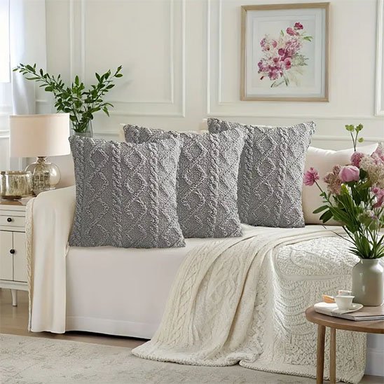 Housse coussin trois gris