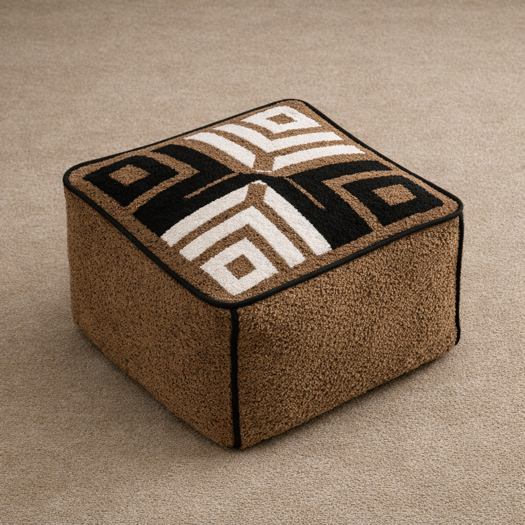 pouf tabouret carre brun cafe