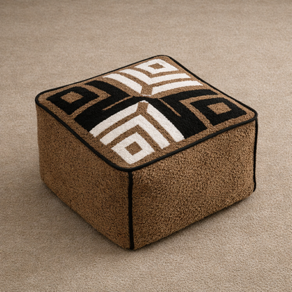 pouf tabouret carre brun cafe