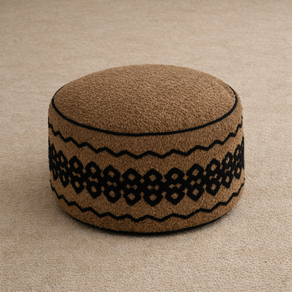 pouf tabouret rond brun naturel