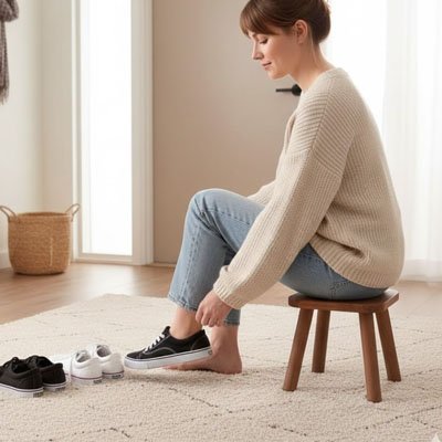 Tabouret bois​ femme souliers