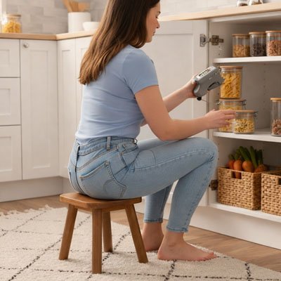 Tabouret bois​ femme rangement