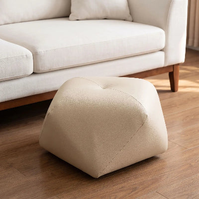 tabouret pouf élégant empilable cuire blanc chaud