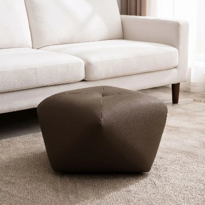 tabouret pouf élégant empilable cuire brun