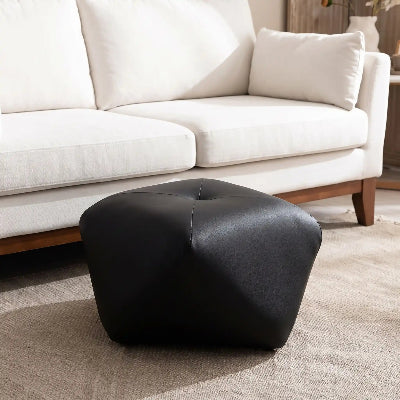 tabouret pouf élégant empilable cuire noir