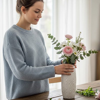 Vase blanc rose
